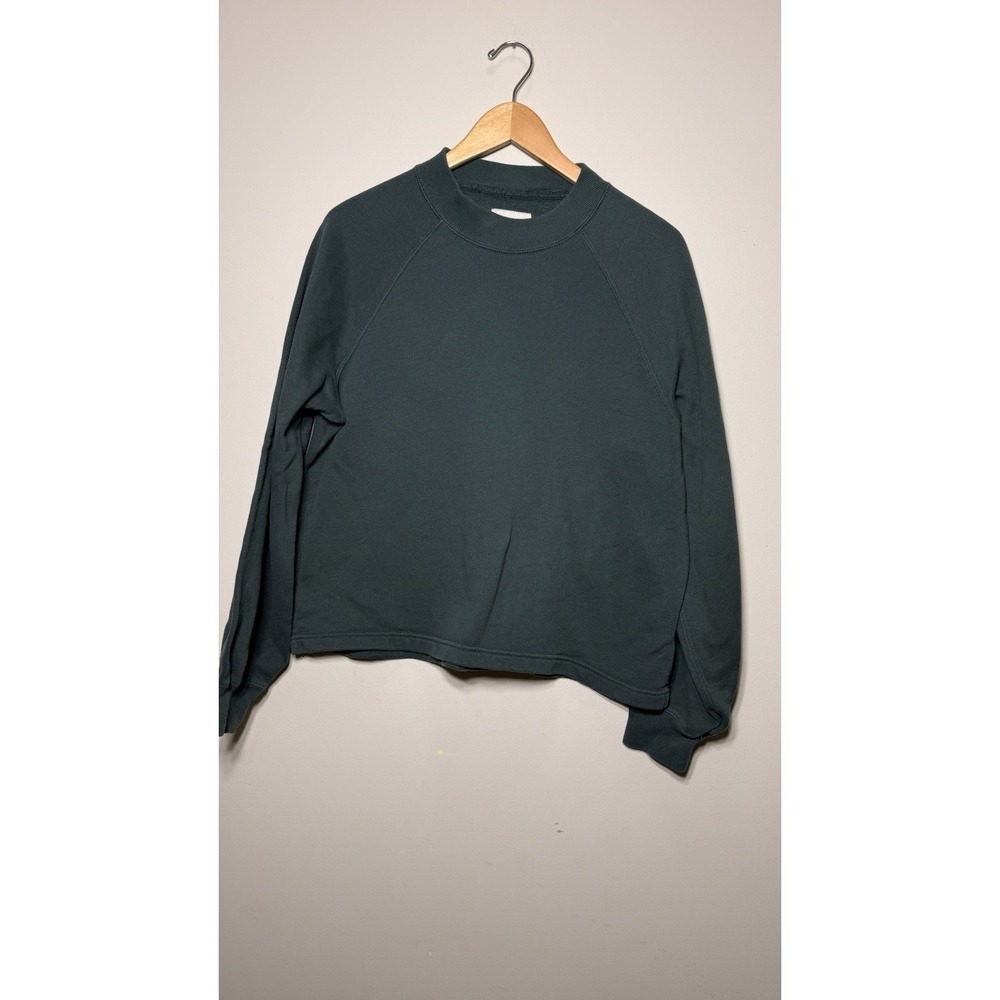 Abercrombie & Fitch Green Fleece Sweatshirt Large Soft A&F Raglan Mock Neck Hem